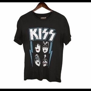 Kiss gray graphic band short sleeve cotton t-shirt